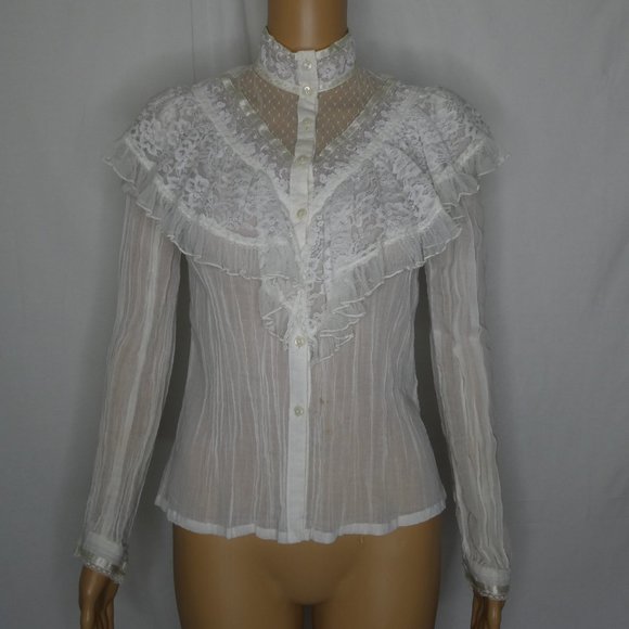 Gunne Sax Tops - Jessica's Gunnies Button Up Lace Ruffle Blouse WOW